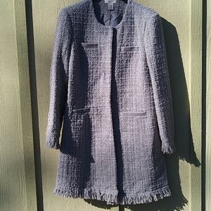 EUC VERTIGO PARIS Silver Sparkle Tweed Trench L